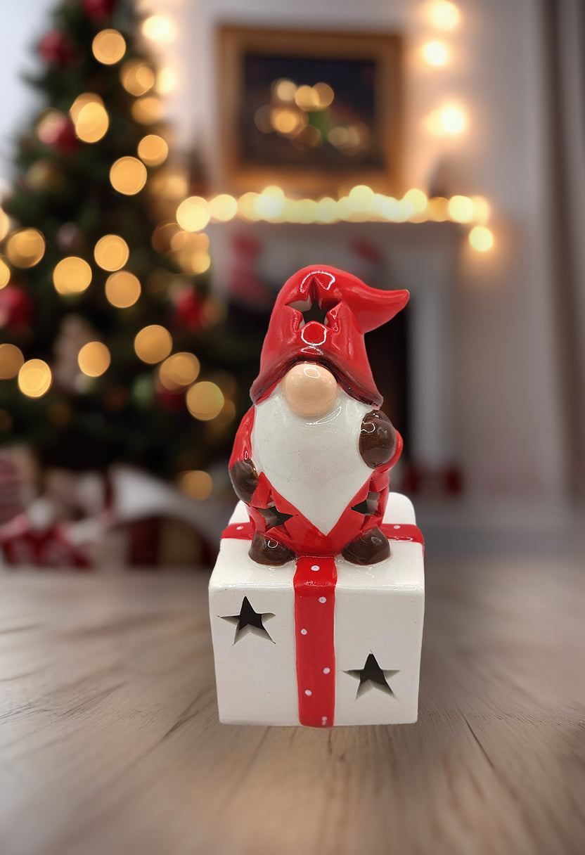Christmas Ceramic Ornament - Christmas Gift with Gnome by Wizardi F07N7-8-0