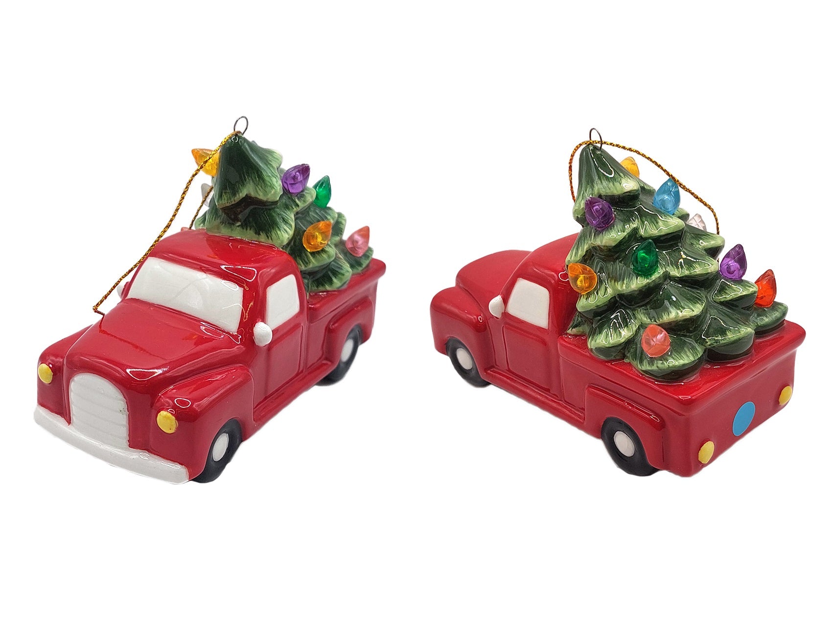 Christmas Ceramic Ornament - Christmas Tree Delivery Truck by Wizardi F07N7-12-2