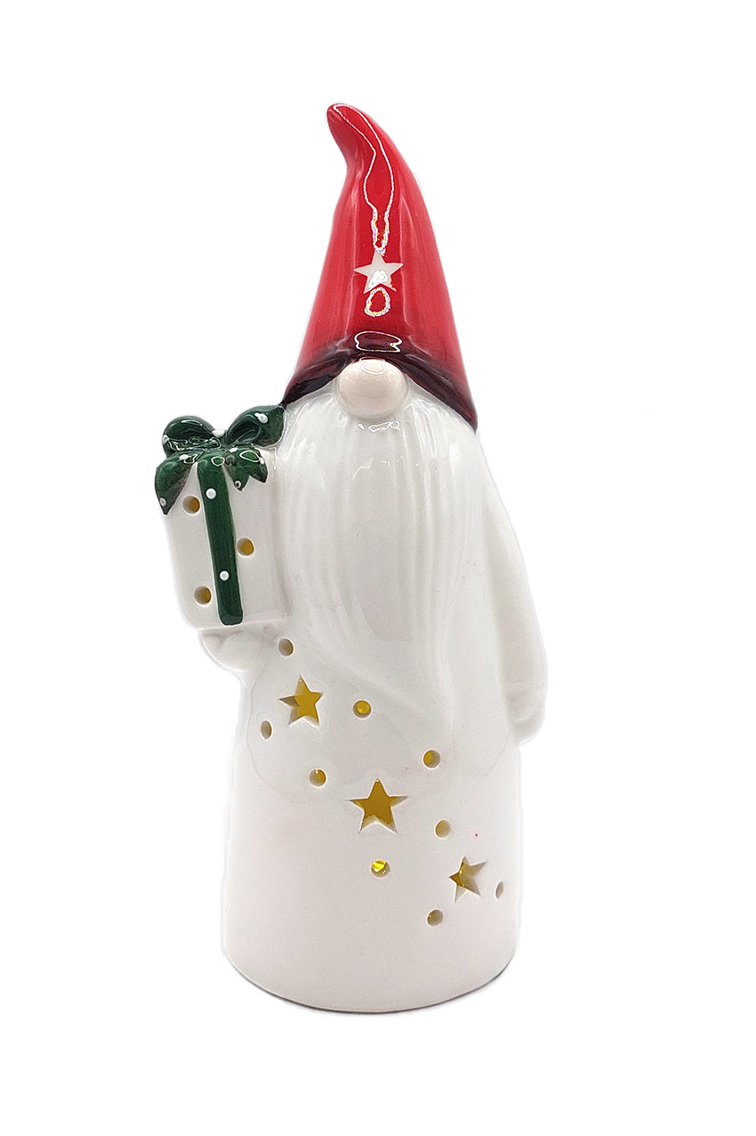 Christmas Ceramic Ornament - Christmas Gnome with Gift by Wizardi F07N7-2-1