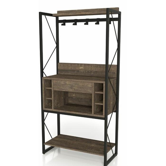 Farmhouse Oak Iron Baker's Wine Storage Rack - PRHOMZ