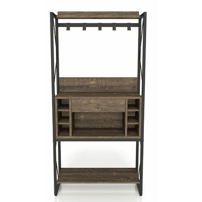 Farmhouse Oak Iron Baker's Wine Storage Rack - PRHOMZ
