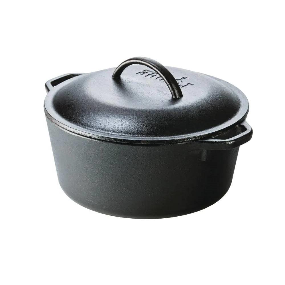 5-Quart Black Cast Iron Dutch Oven with Lid for Oven Stove Grill or Campfire - PRHOMZ
