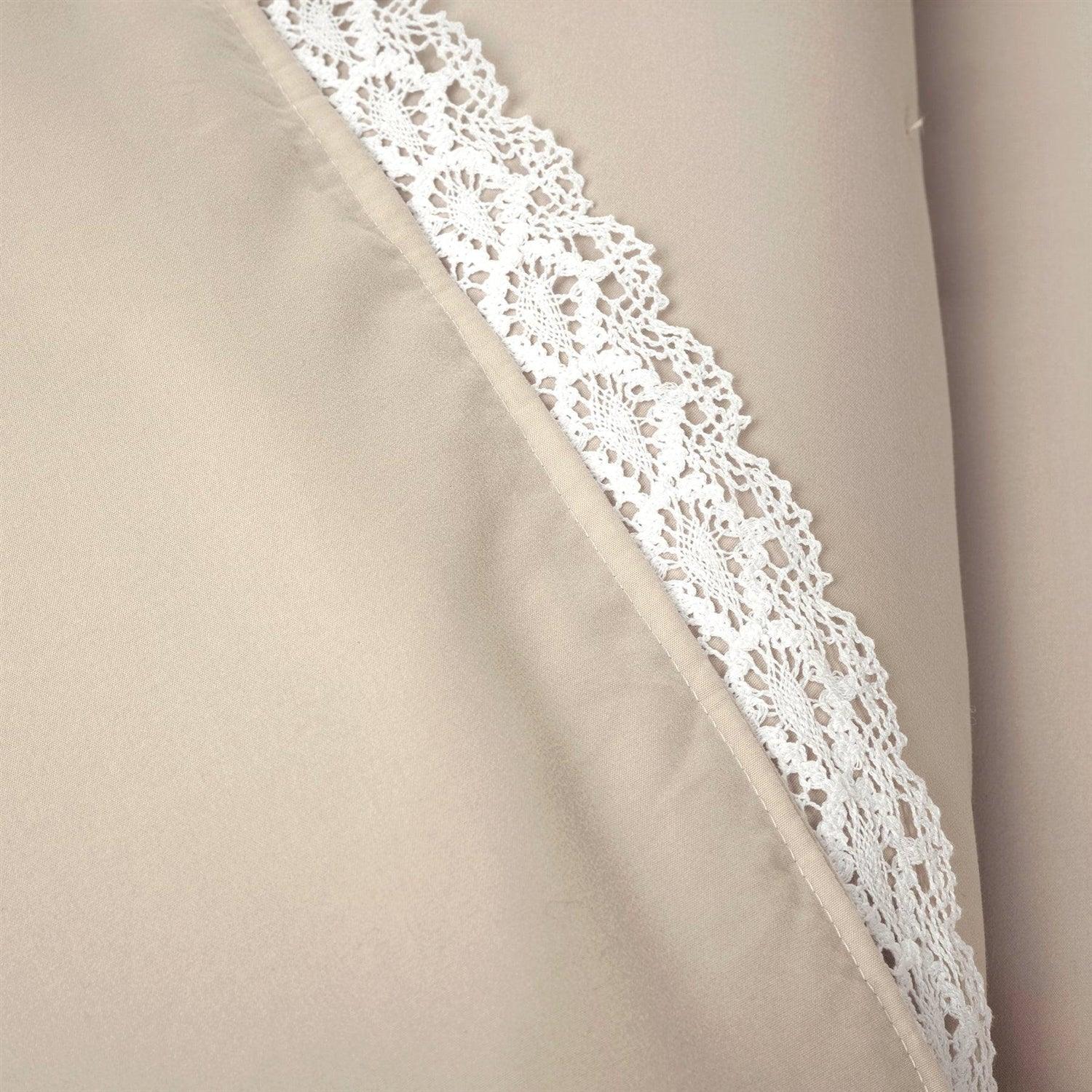 Full/Queen French Country Beige 5-Piece Lightweight Comforter Set w/ Lace Trim - PRHOMZ