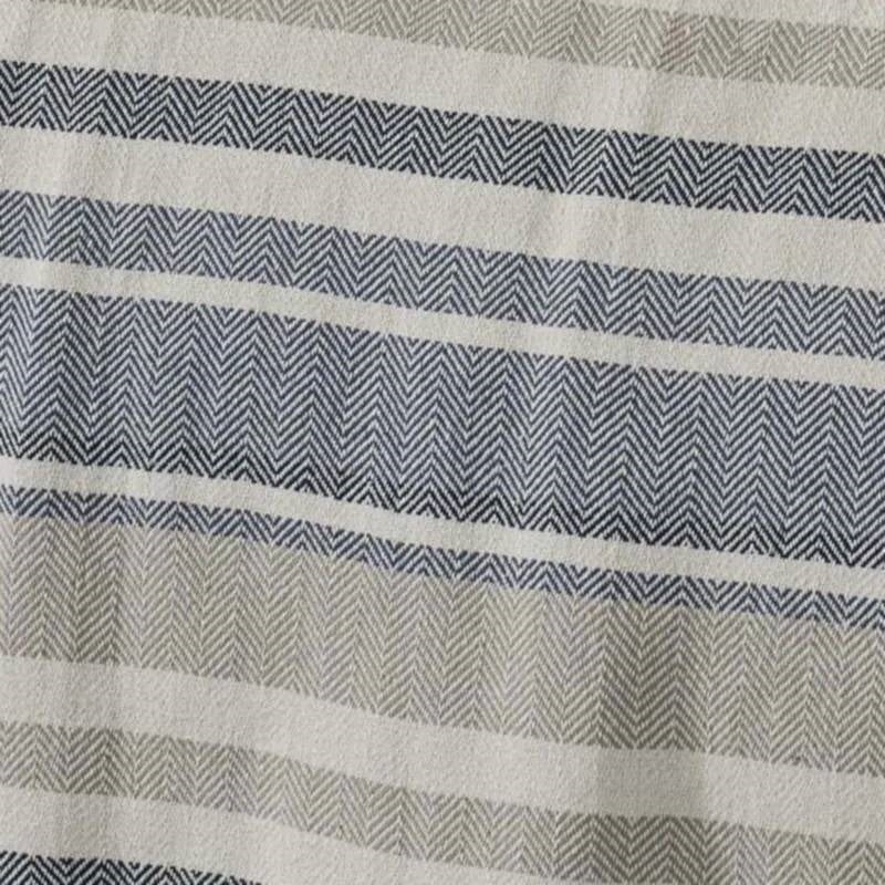 Full/Queen size Navy Blue Tan Cream Chevron Stripe Lightweight Cotton Blanket-2