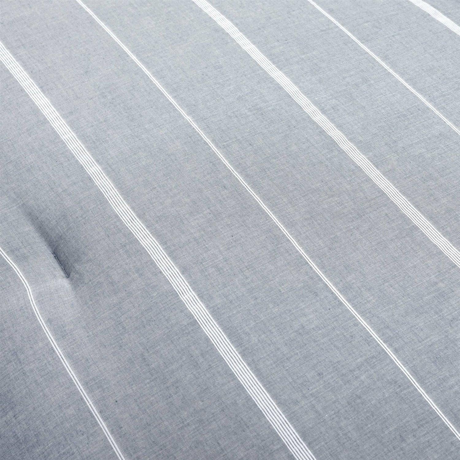 Full/Queen Blue Grey Off-White Stripe 3-Piece Lightweight Comforter Set - PRHOMZ