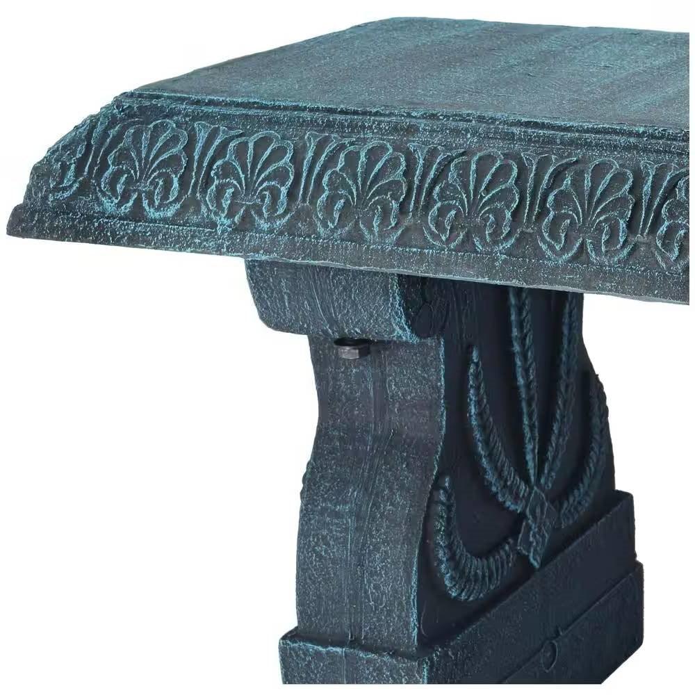 Black Fiber-Clay Resin Outdoor Garden Bench in Stone Finish - PRHOMZ