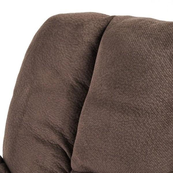 Traditional Upholstered Manual Reclining Sofa Chair w/ 2 Cup Holders and Footrest Brown - PRHOMZ