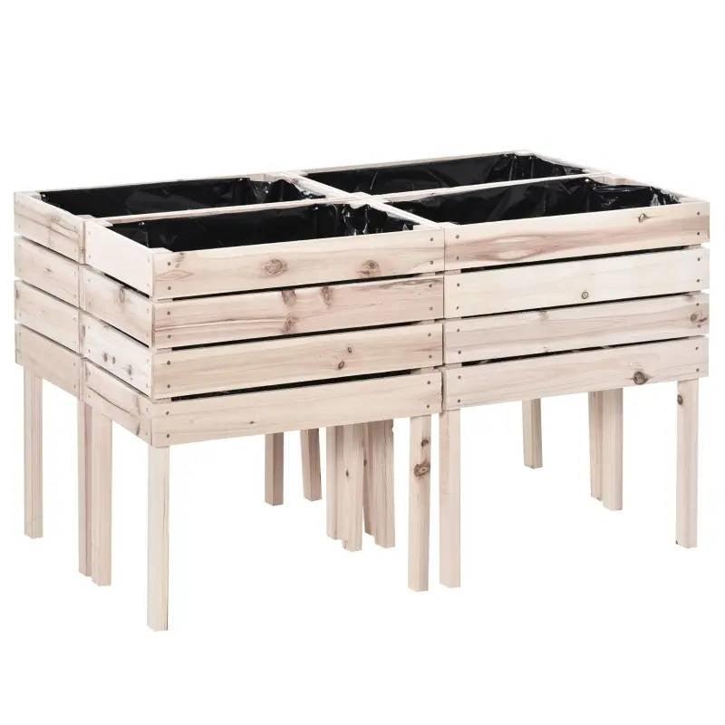 Farmhouse 4 Piece Wooden Elevated Raised Garden Bed Planter Box - PRHOMZ