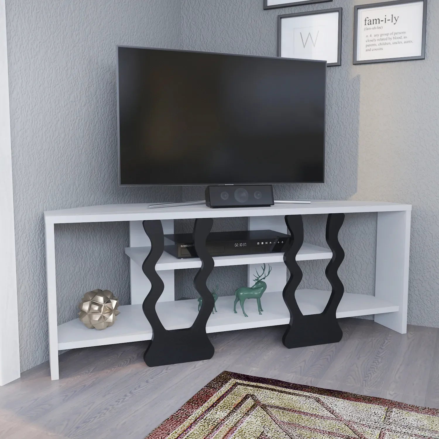 Firal 43 inch Wide Corner TV Stand Media Console for TVs up to 49 inch