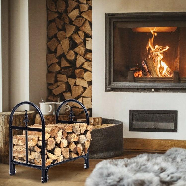 2 Ft. Small Indoor/Outdoor Heavy Duty Steel Firewood Storage Holder - PRHOMZ