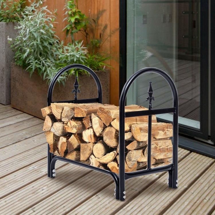 2 Ft. Small Indoor/Outdoor Heavy Duty Steel Firewood Storage Holder - PRHOMZ