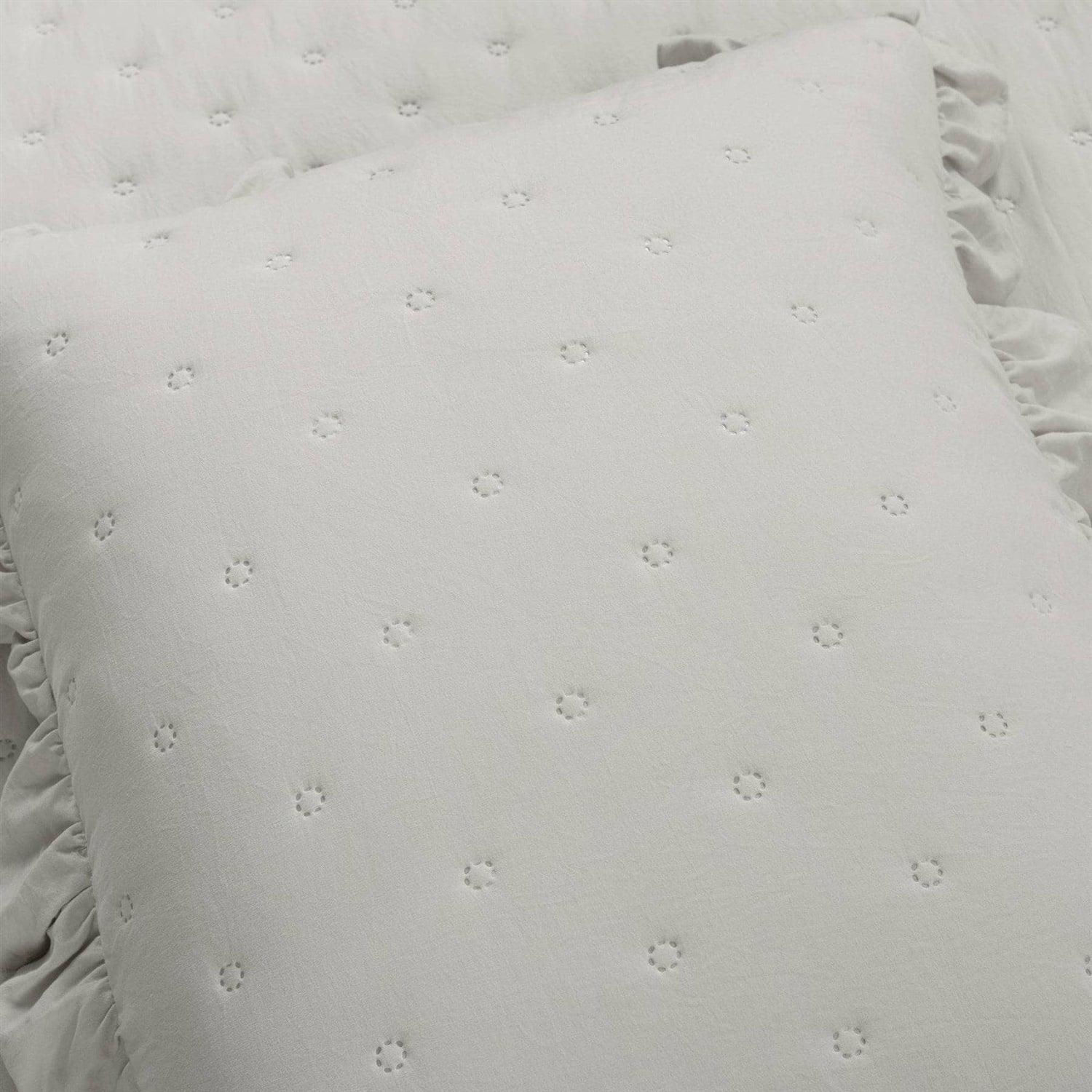 King Size Lightweight Grey Ruffle Reversible Oversized 3 Piece Quilt Set - PRHOMZ