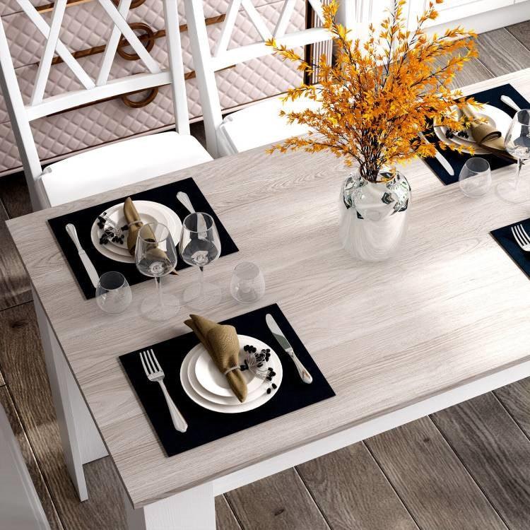 47-inch Kitchen Dining Table or Computer Desk in White Light Grey Wood Finish - PRHOMZ