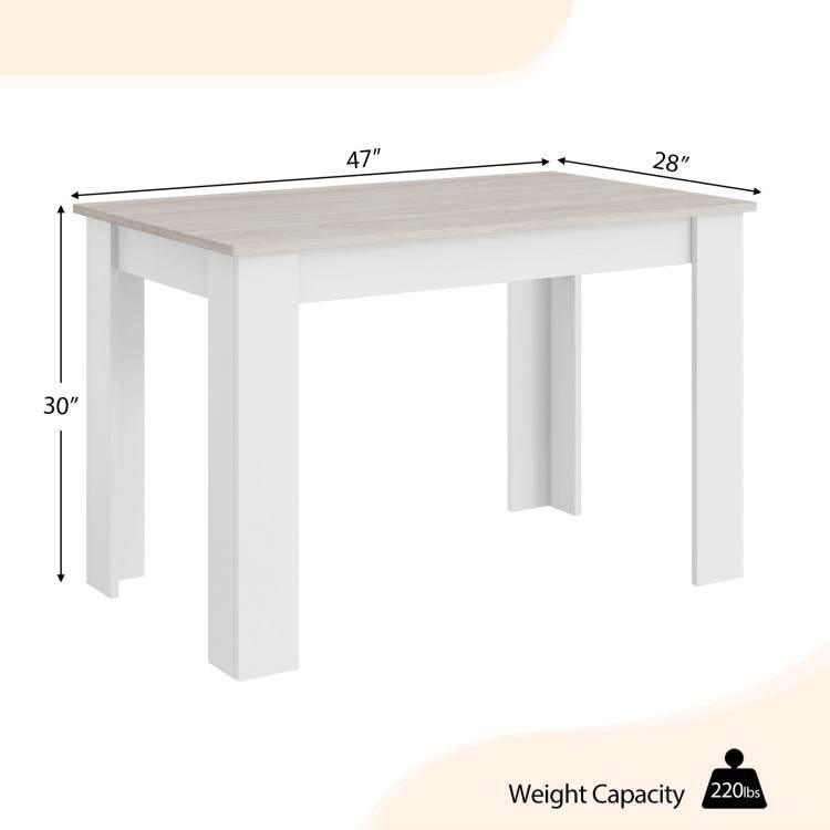 47-inch Kitchen Dining Table or Computer Desk in White Light Grey Wood Finish - PRHOMZ