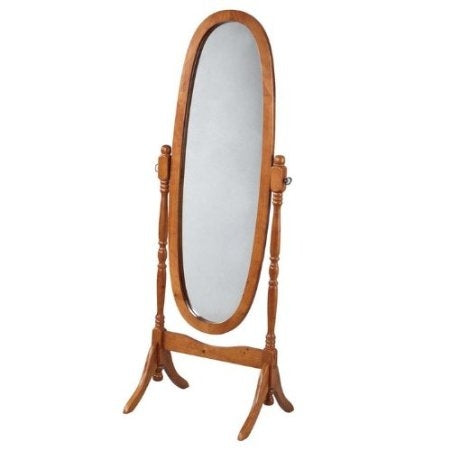 Oval Cheval Mirror in Oak Finish-0