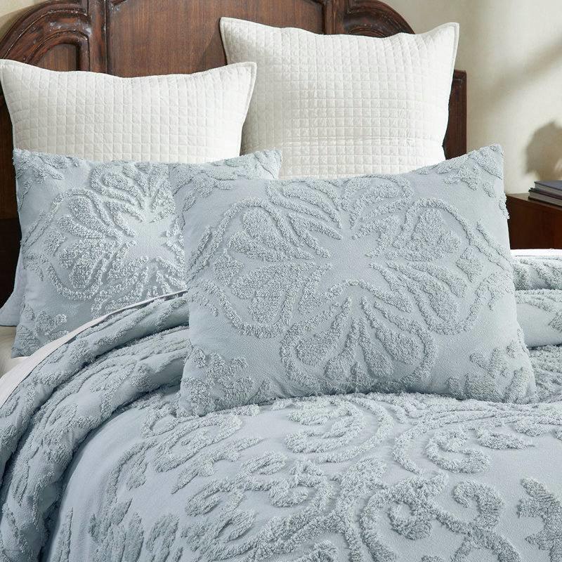 Full Size 100-Percent Cotton Chenille 3-Piece Coverlet Bedspread Set in Blue - PRHOMZ