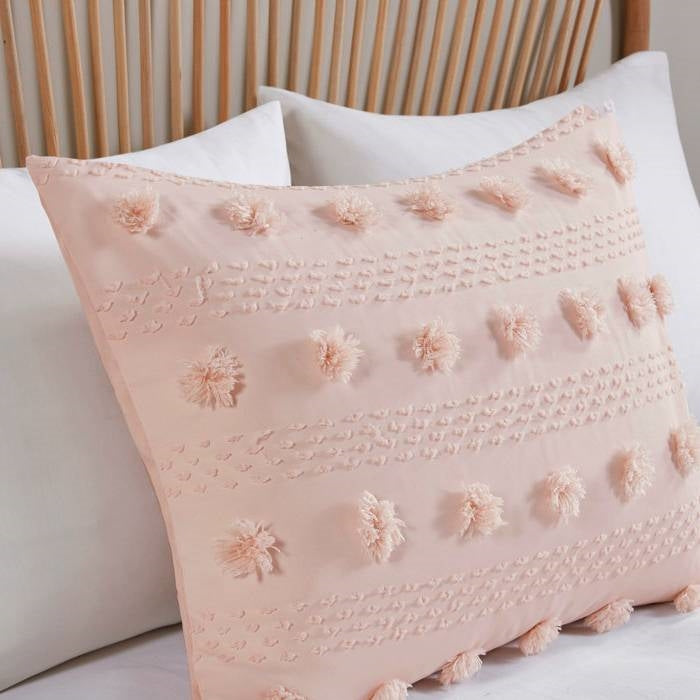 Full/Queen 3-Piece Pink Pompom Microfiber Comforter Set-2