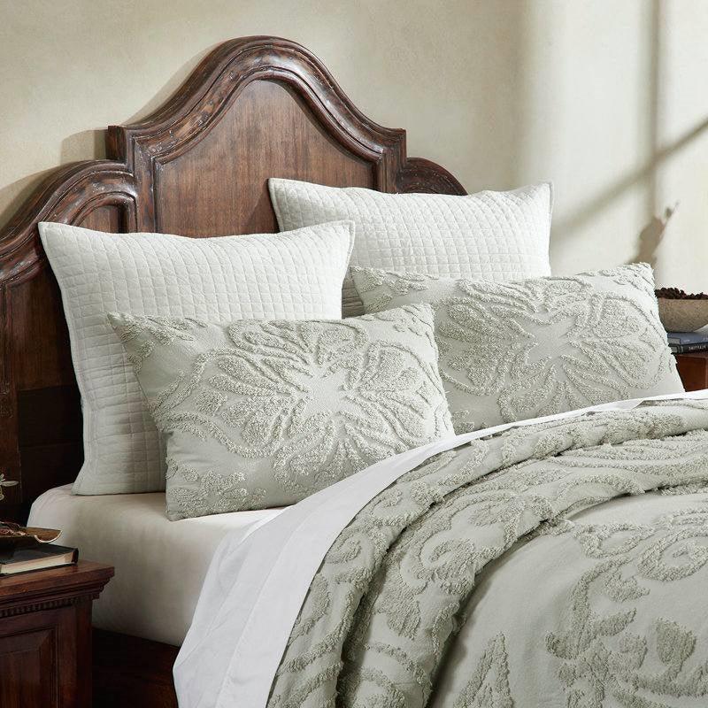 Full Size 100-Percent Cotton Chenille 3-Piece Coverlet Bedspread Set in Sage - PRHOMZ