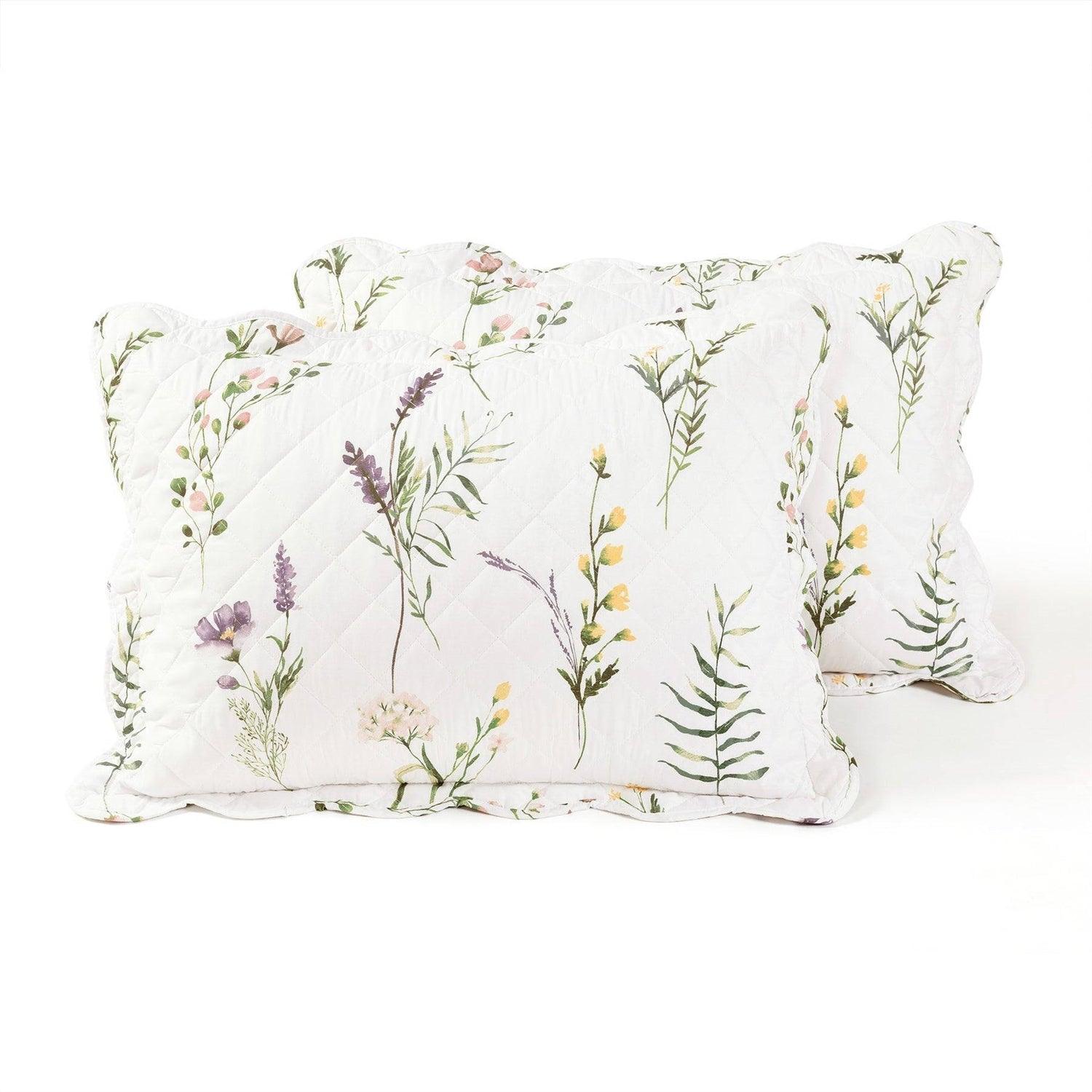 Full/Queen Scallop Edge Floral Lightweight 3 Piece Quilt Set - PRHOMZ