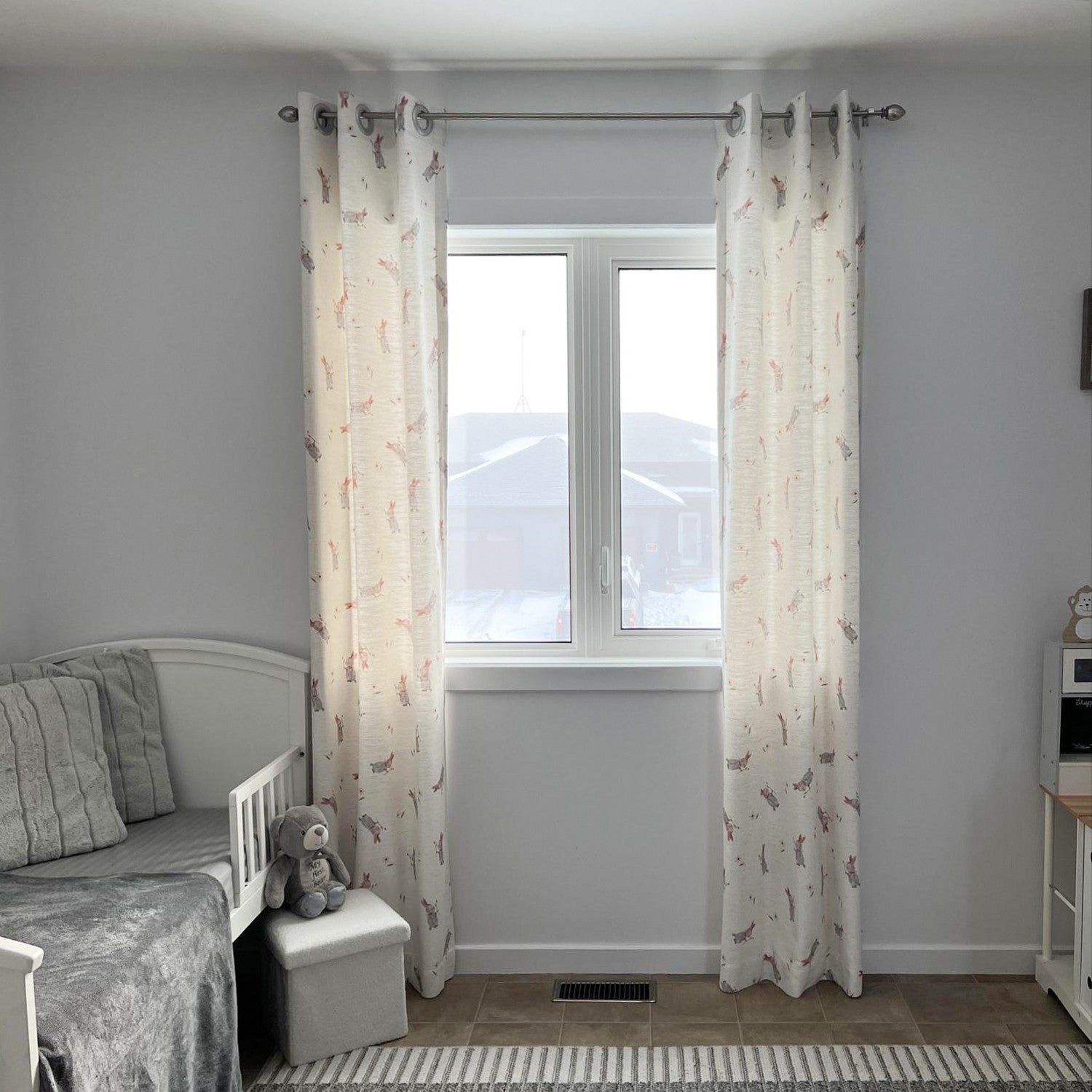 Felice Bunny Roses Print Cute Curtains
