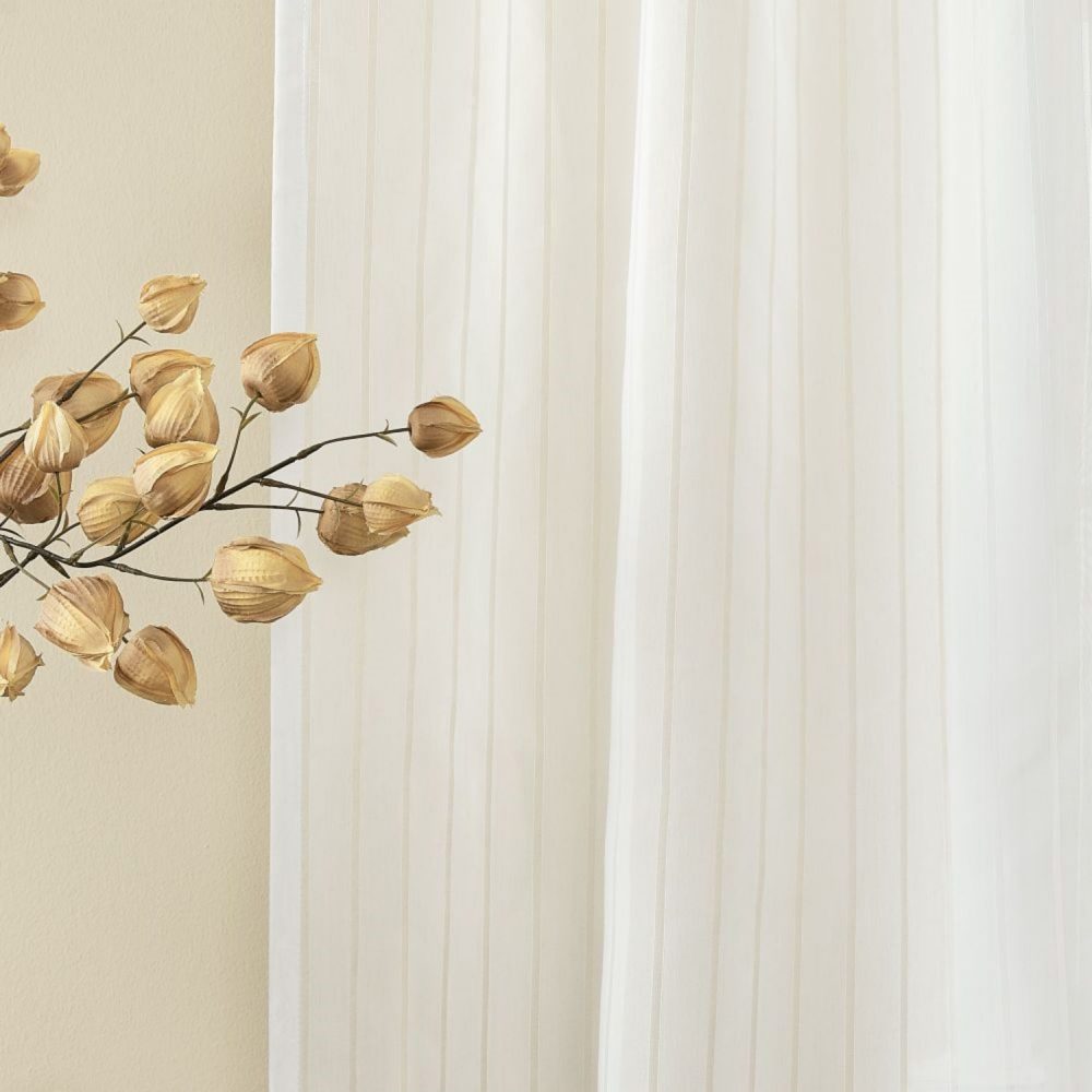 Fiadh White Vertical Striped Sheer Curtains