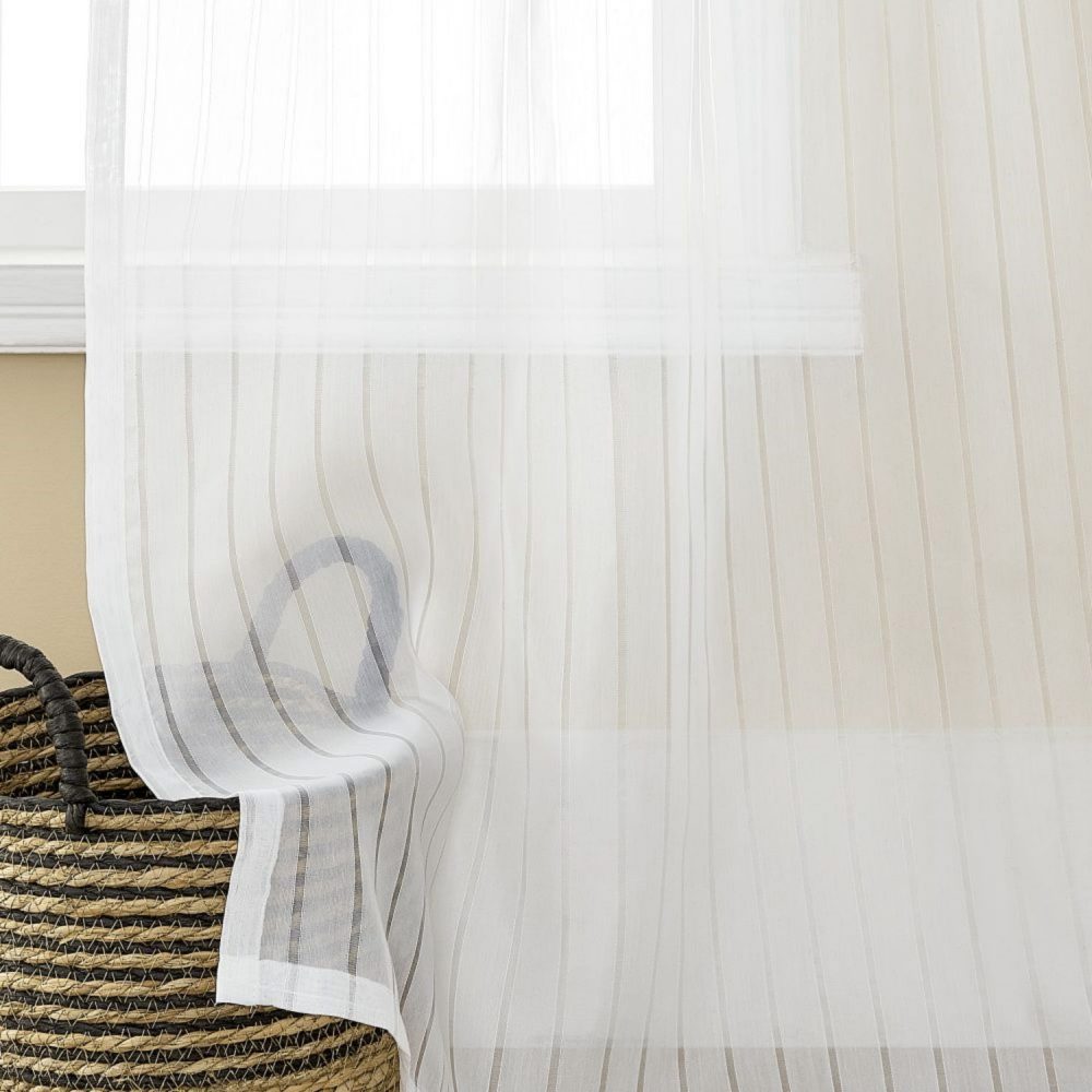 Fiadh White Vertical Striped Sheer Curtains