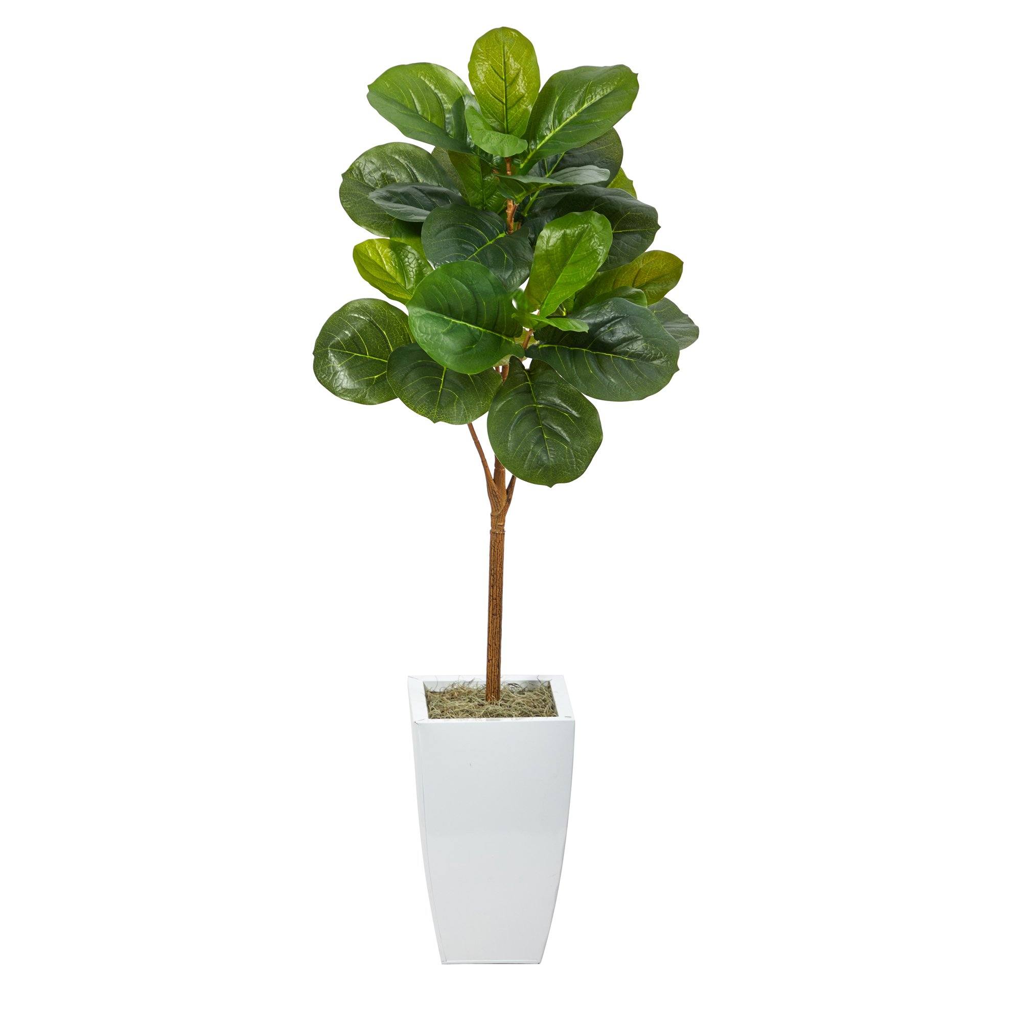 Artificial Fiddle Leaf Fig Tree in White Planter, 45”-0