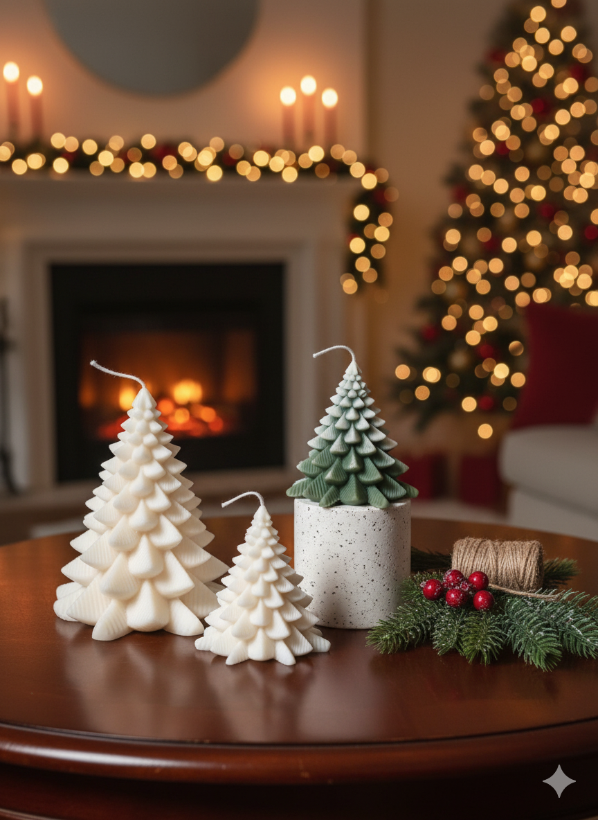 Christmas Fir Tree Candles | Festive Holiday Decor