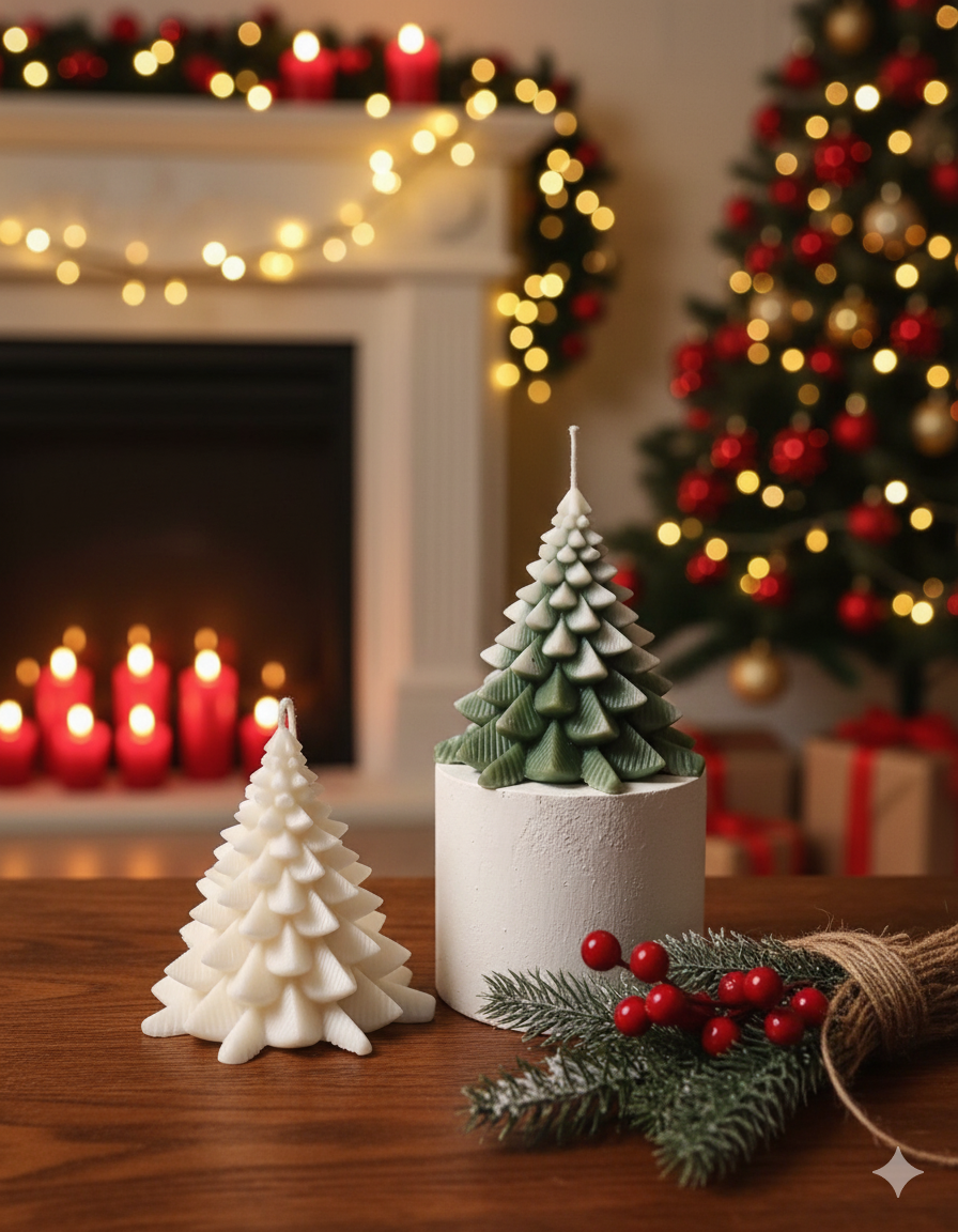 Christmas Fir Tree Candles | Festive Holiday Decor