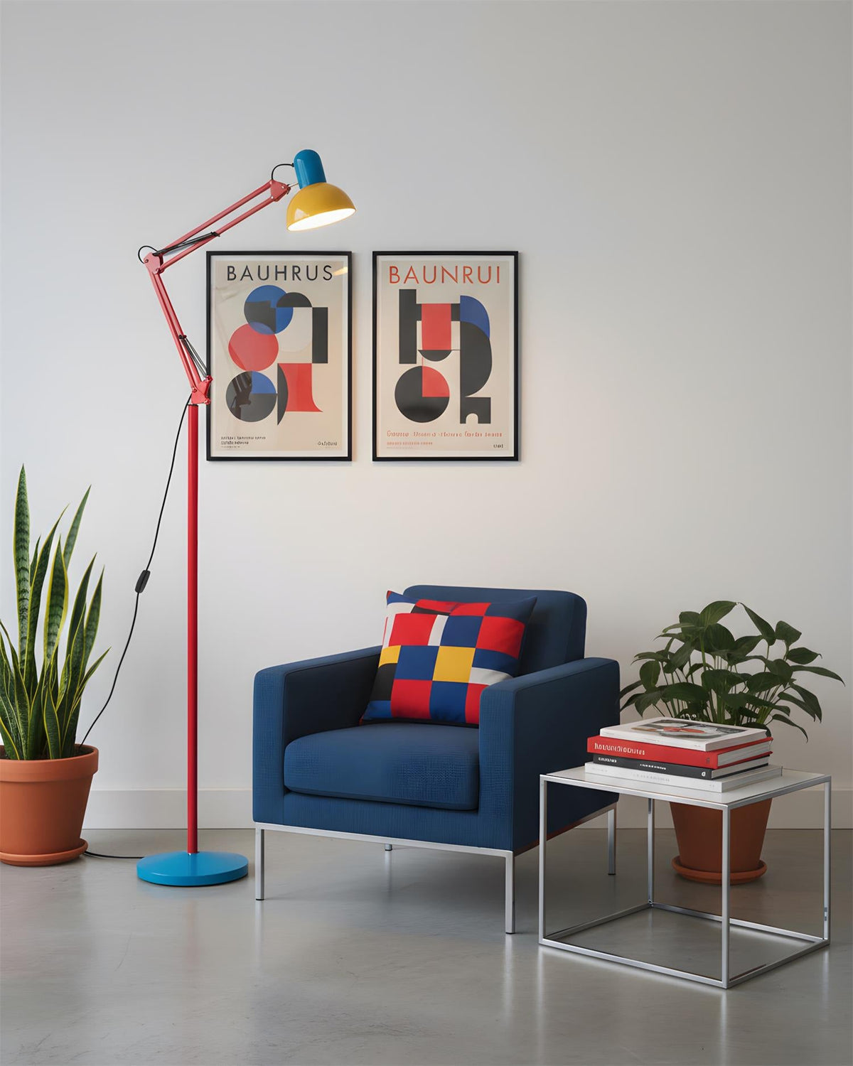 Memphis Style Arc Floor Lamp with Adjustable Arm | Bold Color Block Light