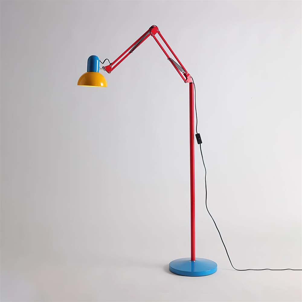 Memphis Style Arc Floor Lamp with Adjustable Arm | Bold Color Block Light