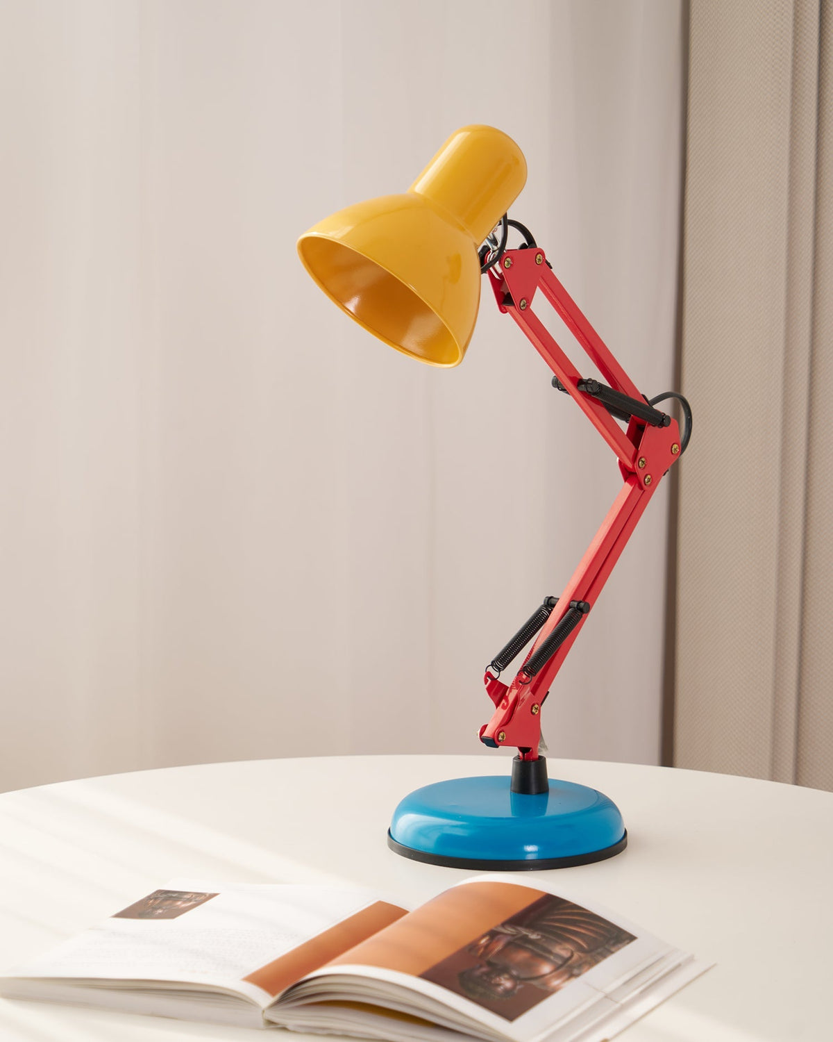 Primo | Memphis Style Adjustable Arm Table Lamp with Color Block Design for Desk Reading