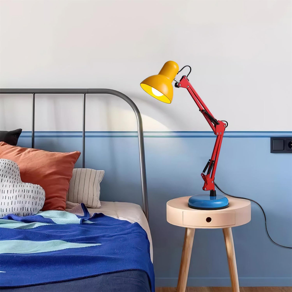 Primo | Memphis Style Adjustable Arm Table Lamp with Color Block Design for Desk Reading