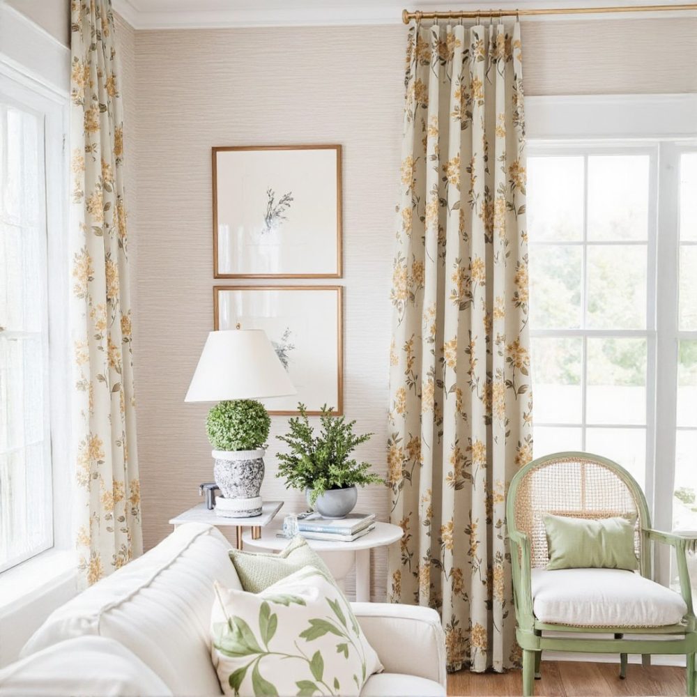 Florence Cherry Floral Room Darkening Curtains