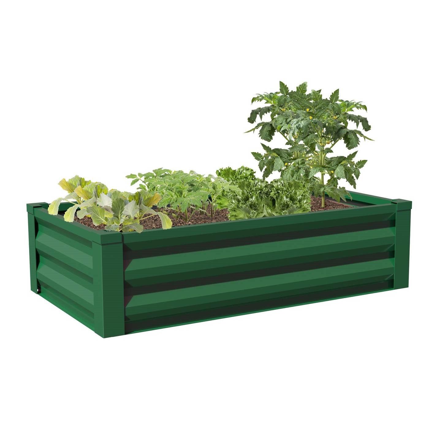 Green Powder Coated Metal Raised Garden Bed Planter Made In USA - PRHOMZ