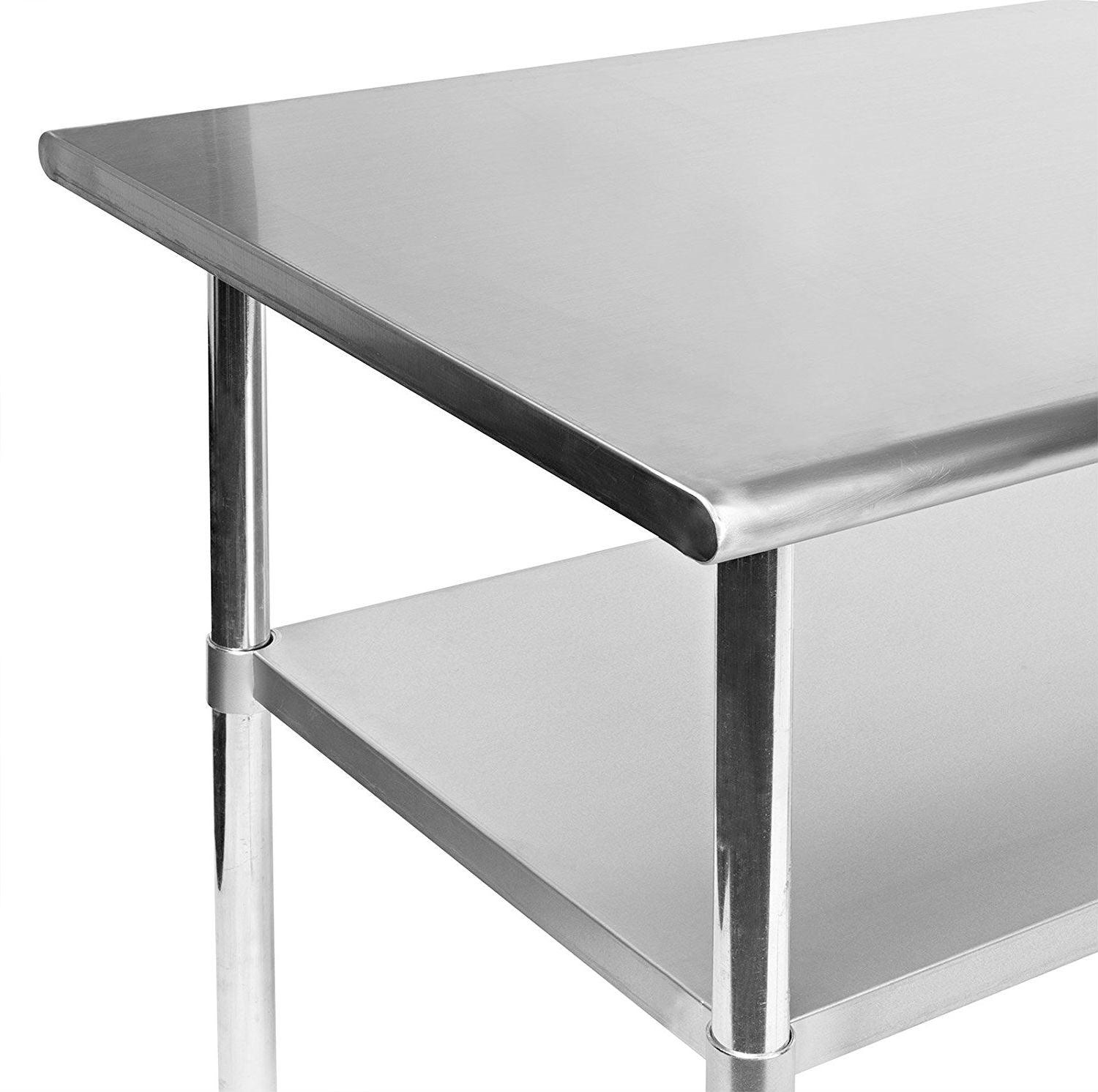 Stainless Steel 48 x 24-inch Kitchen Prep Table with Casters - PRHOMZ