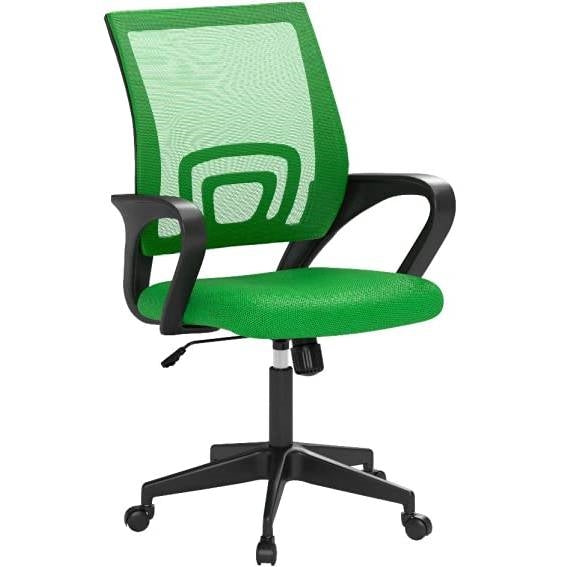 Green Modern Mid-Back Ergonomic Mesh Office Desk Chair with Armrest on Wheels-2