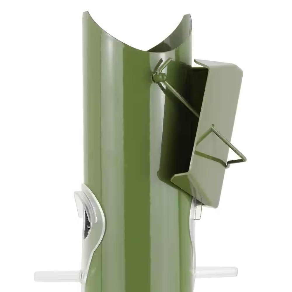Outdoor Patio Garden 6-Perch Olive Green Metal Tube Bird Feeder - PRHOMZ