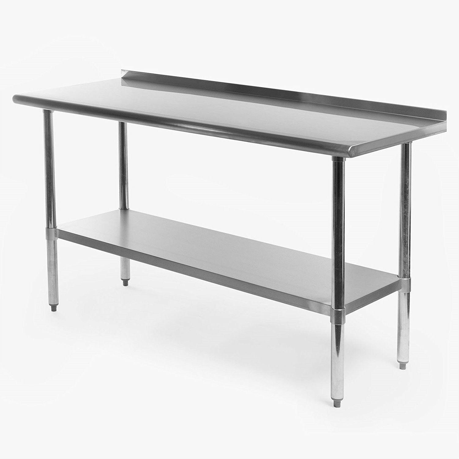 Stainless Steel 60 x 24 inch Heavy Duty NSF Certified Work Bench Prep Table with Backsplash - PRHOMZ