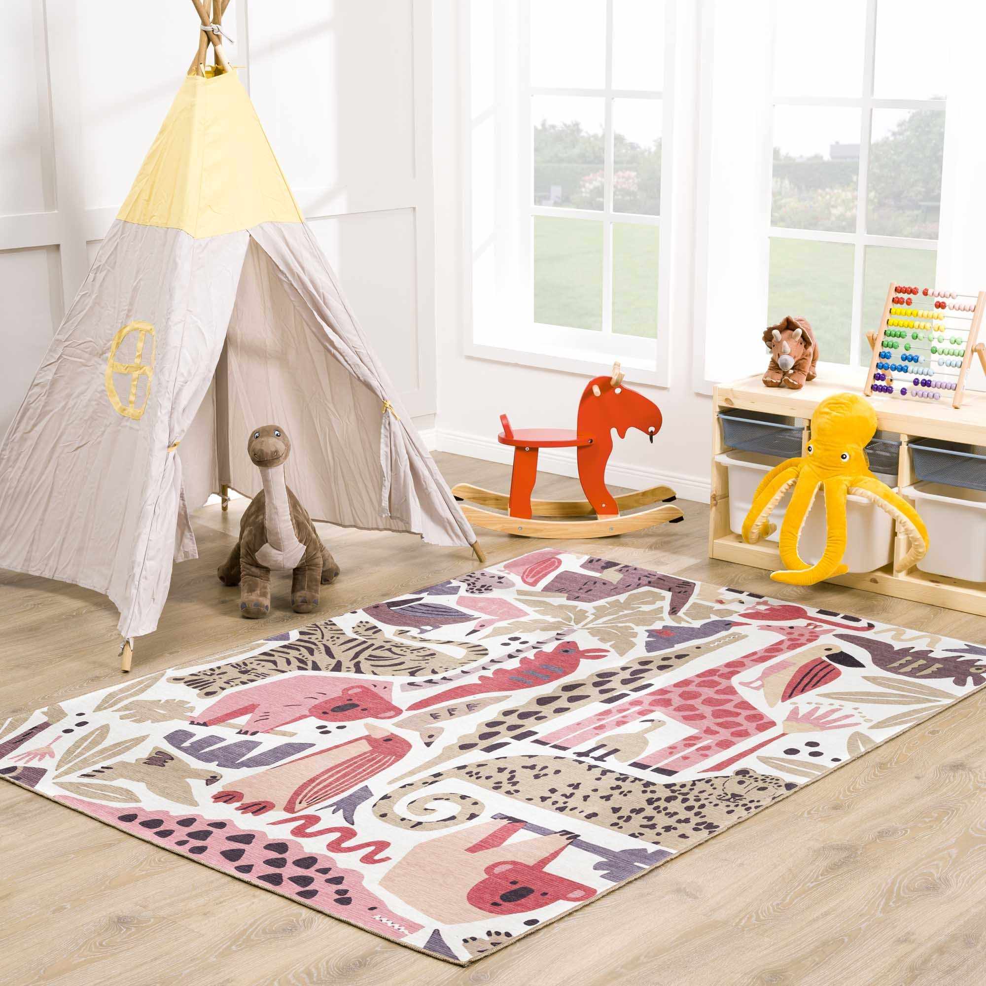 Natal Animal Print Washable Kids Rug-0