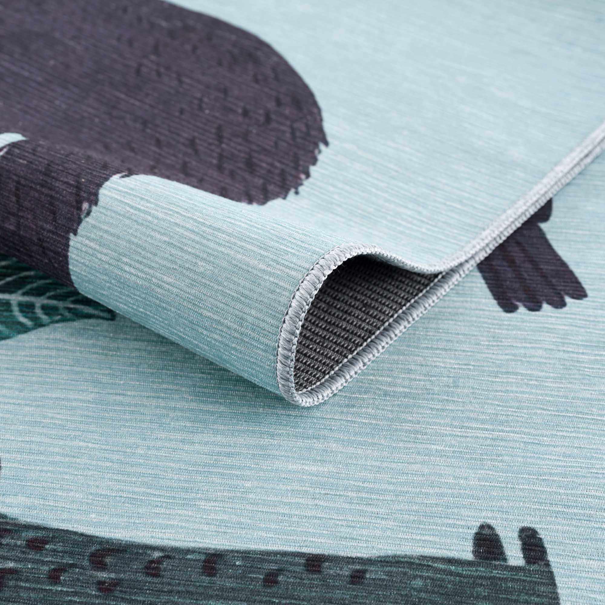 Petey Blue Animal Print Washable Kids Rug - Clearance-3