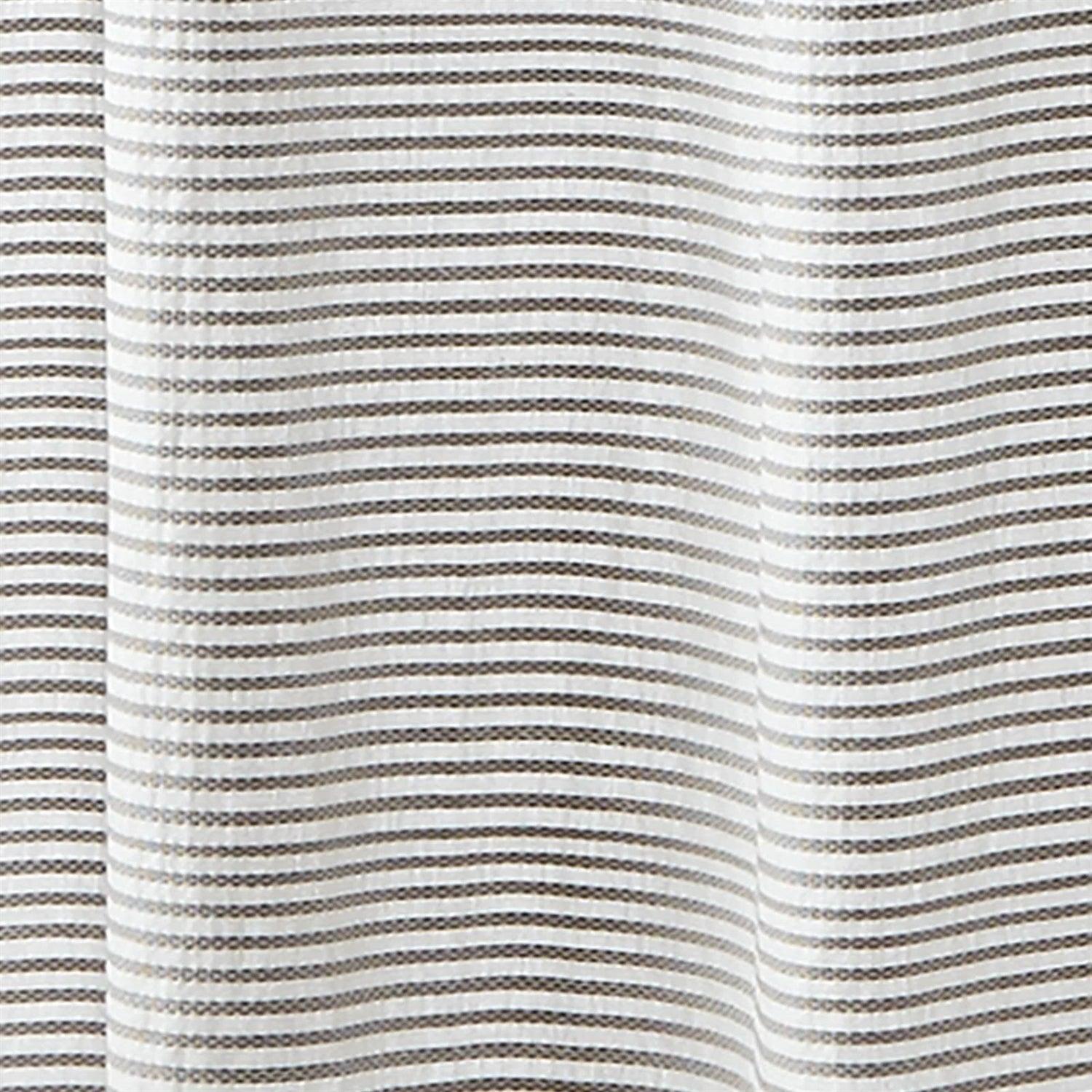 72-inch Grey and White Stripes Cotton Shower Curtain with Tassels - PRHOMZ