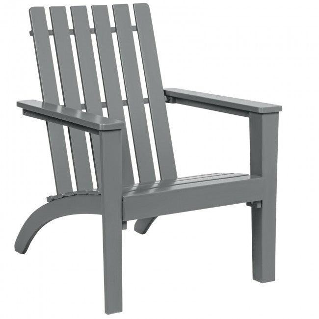 Indoor/Outdoor Acacia Wood Adirondack Lounge Armchair - Grey - PRHOMZ