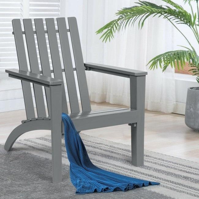 Indoor/Outdoor Acacia Wood Adirondack Lounge Armchair - Grey - PRHOMZ