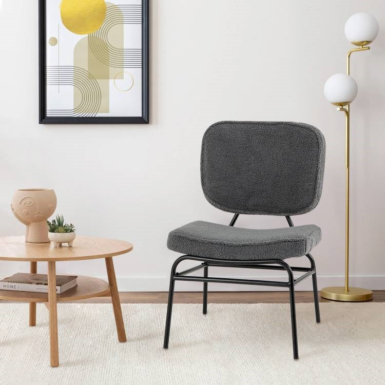 Modern Grey Upholstered Ergonomic Padded Accent Chair-1