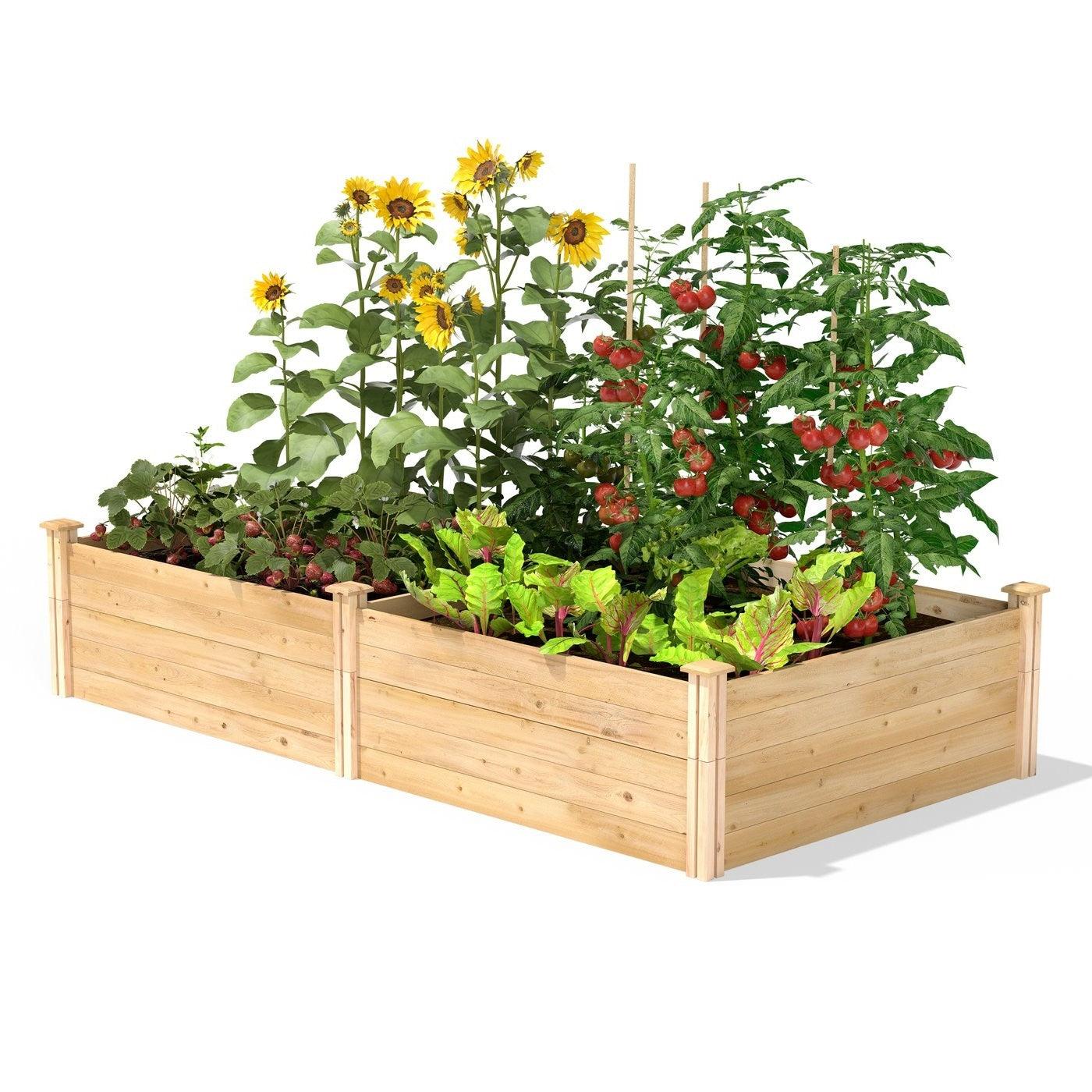 17-inch High Cedar Wood Raised Garden Bed 4 ft x 8 ft - Made in USA - PRHOMZ