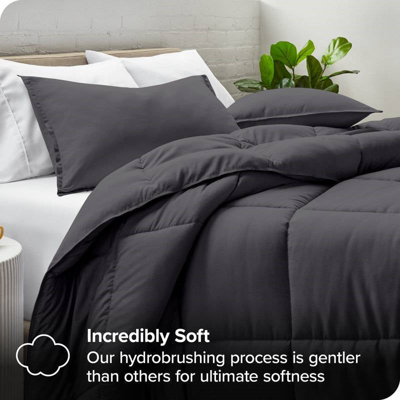 King/Cal King Size All Season Super Soft Down Alternative Comforter Set Grey