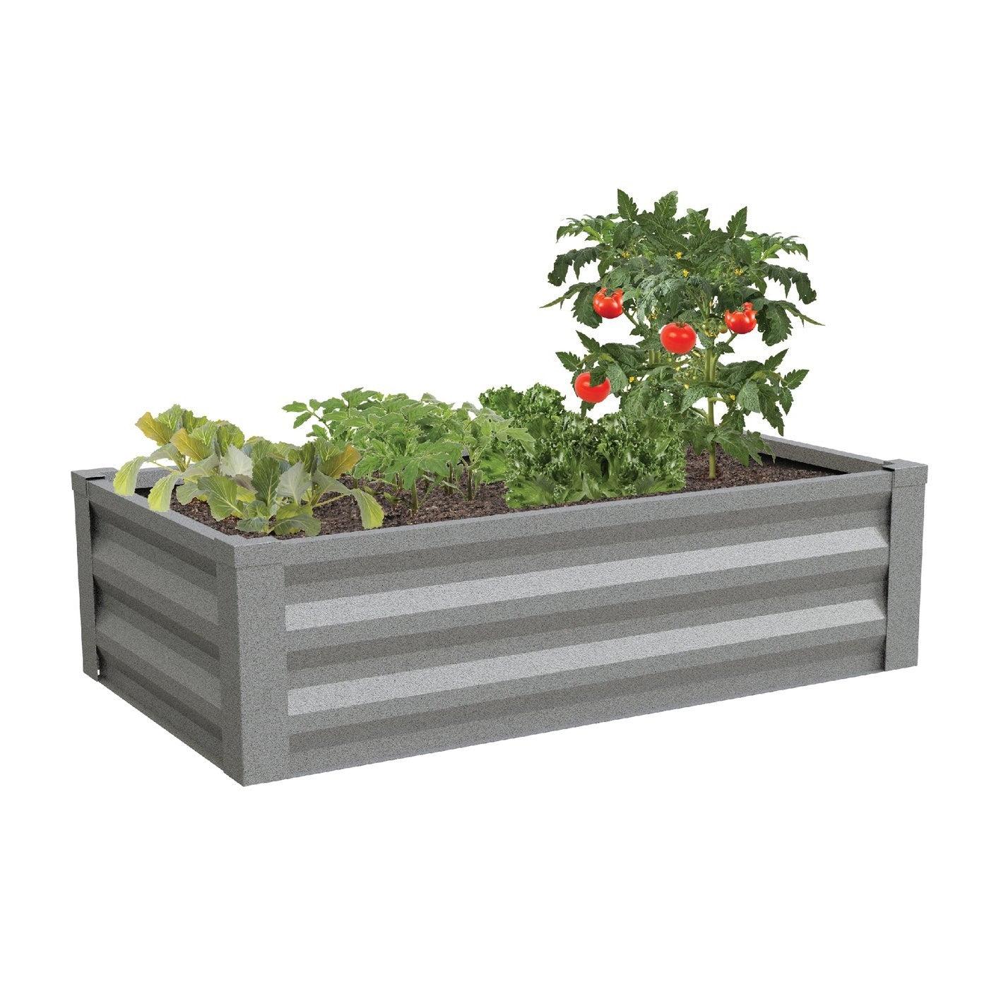 Gray Powder Coated Metal Raised Garden Bed Planter Made In USA - PRHOMZ