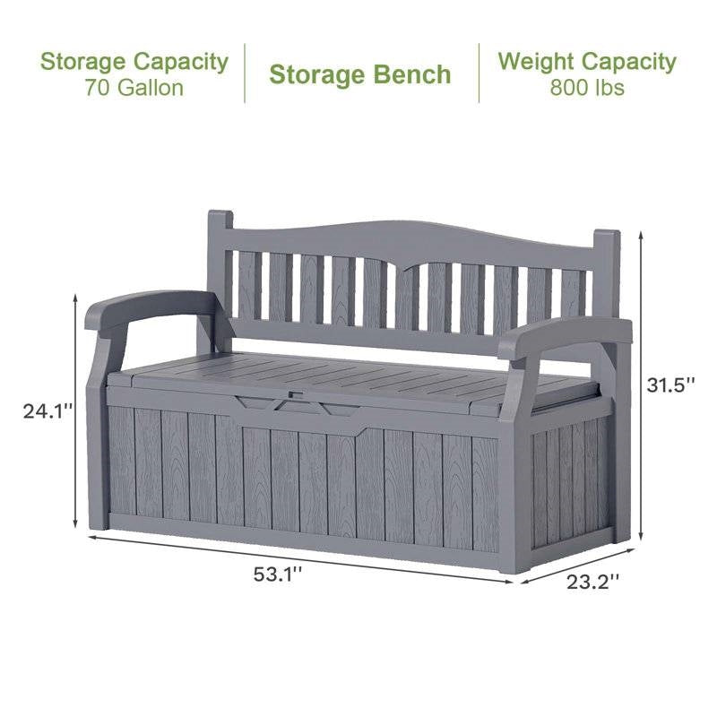 Heavy Duty Grey Plastic Outdoor Storage Garden Bench Patio Deck Box-4
