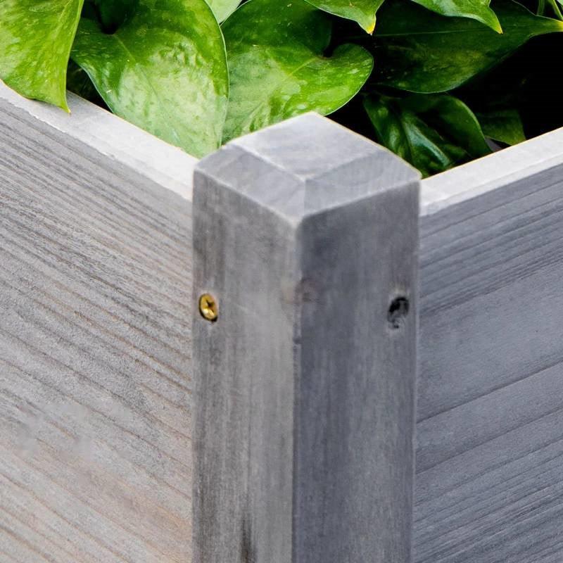 3 Grey Wood Elevated Planter Set Vegetable Herb Flowers Raised Garden Beds - PRHOMZ